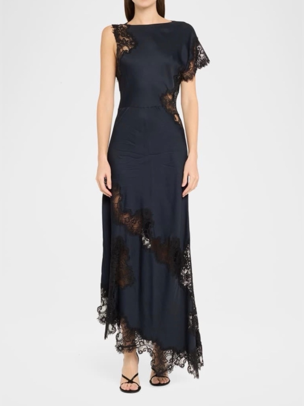 Last chance A.L.C. Alessia Textured Satin And Lace Maxi Dress - Picture 2 of 15